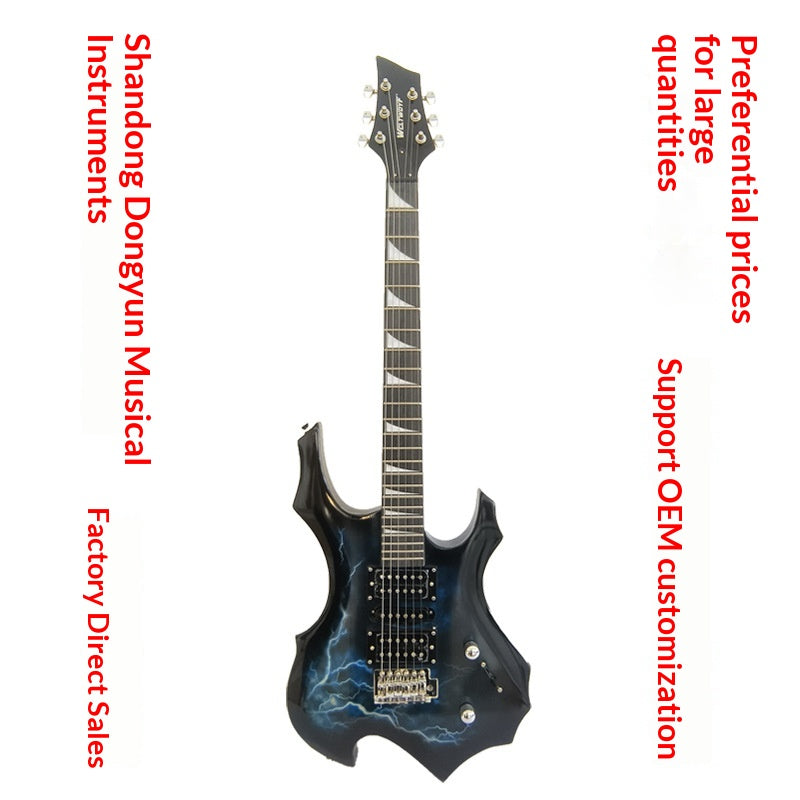 E-Gitarre mit 24 Bünden und Flammen-Design