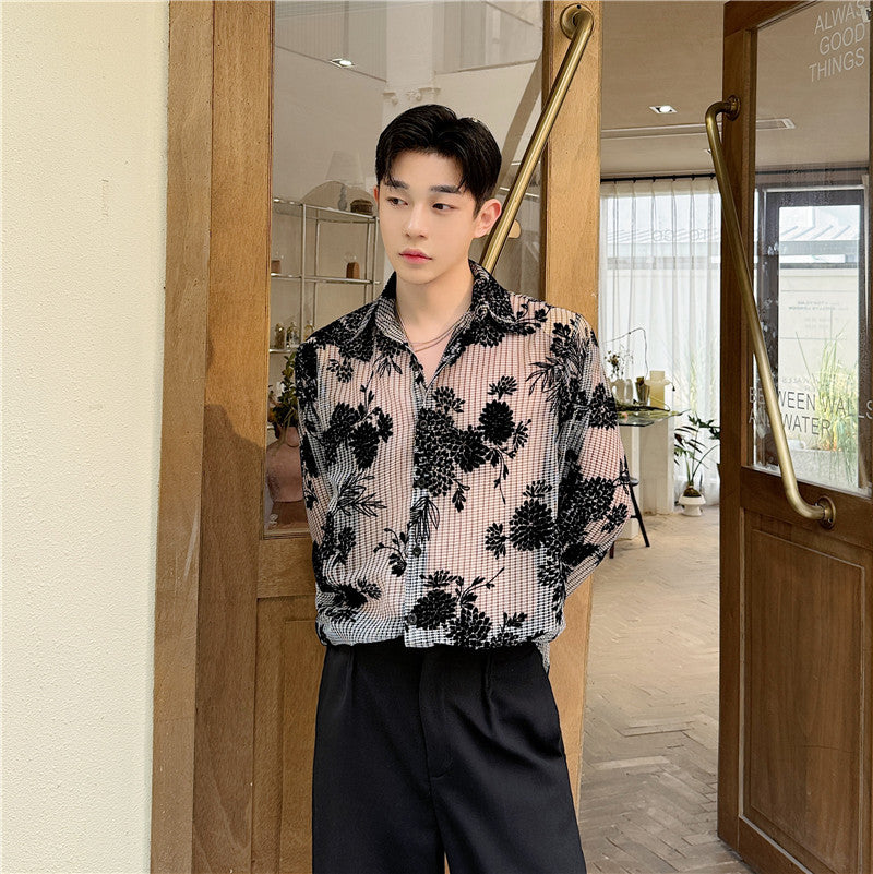 Jacquard Langarmhemd mit Lochmuster – Bild 2 | LuxeStyle