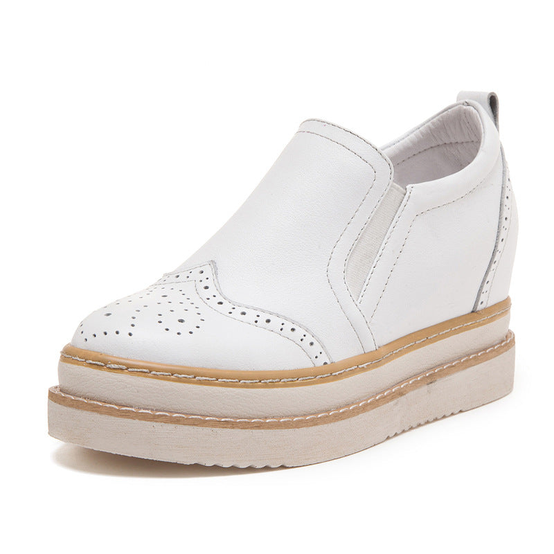 Brogue Plateau-Schuhe aus Leder mit Absatzerhöhung