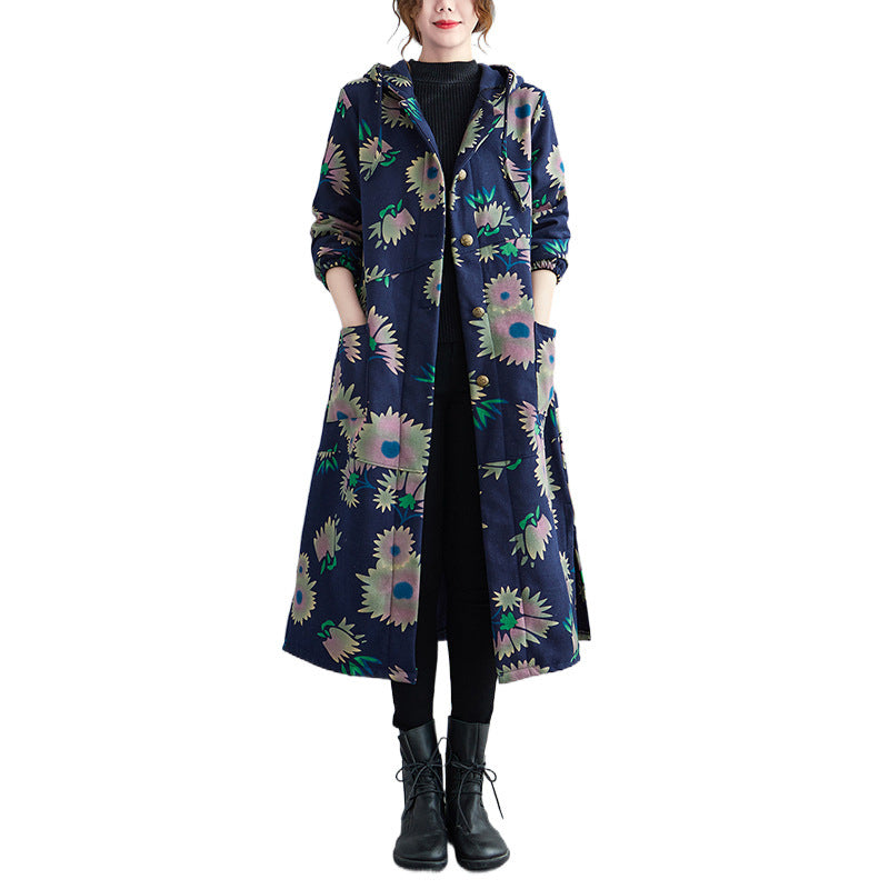 Retro Wintermantel mit Fleece-Futter