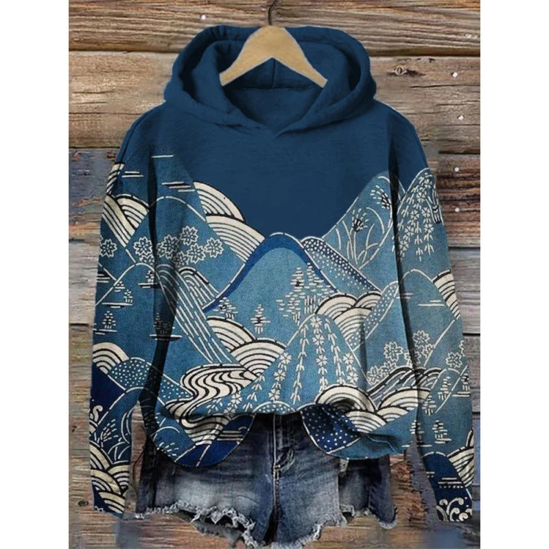 Damen Kapuzenpullover mit Blumenprint