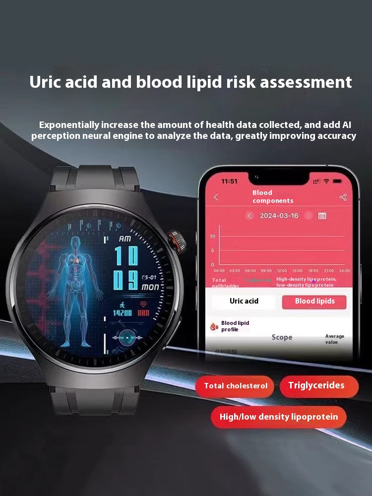 Smartwatch mit EKG, Blutdruck- und Blutzuckermessung – Ansicht 8