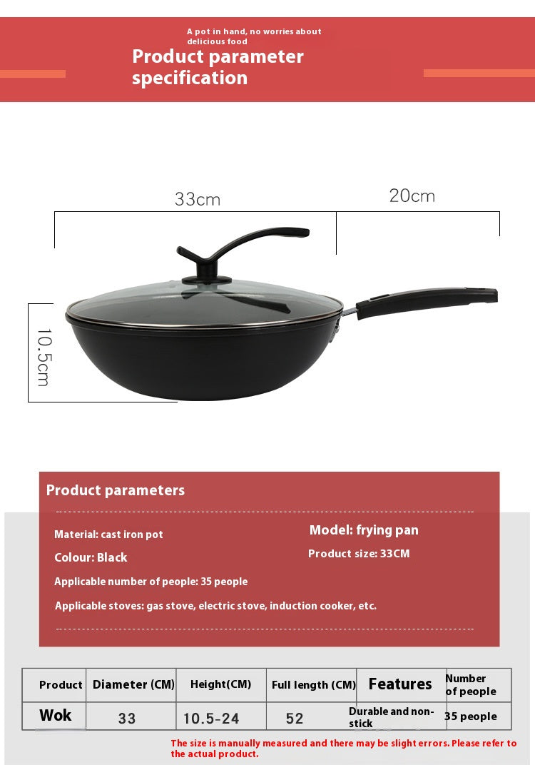 Feuerfester Wok aus Gusseisen