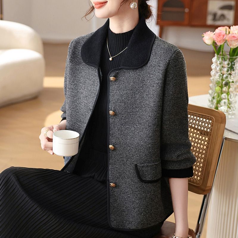 Polo-Strickpullover mit Denim-Einsatz
