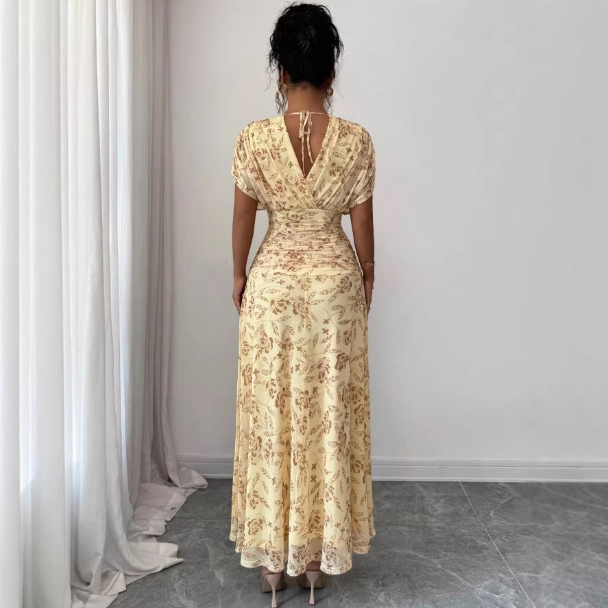 Geblümtes A-Linien Midikleid mit Puffärmeln – Bild 5 | LuxeStyle