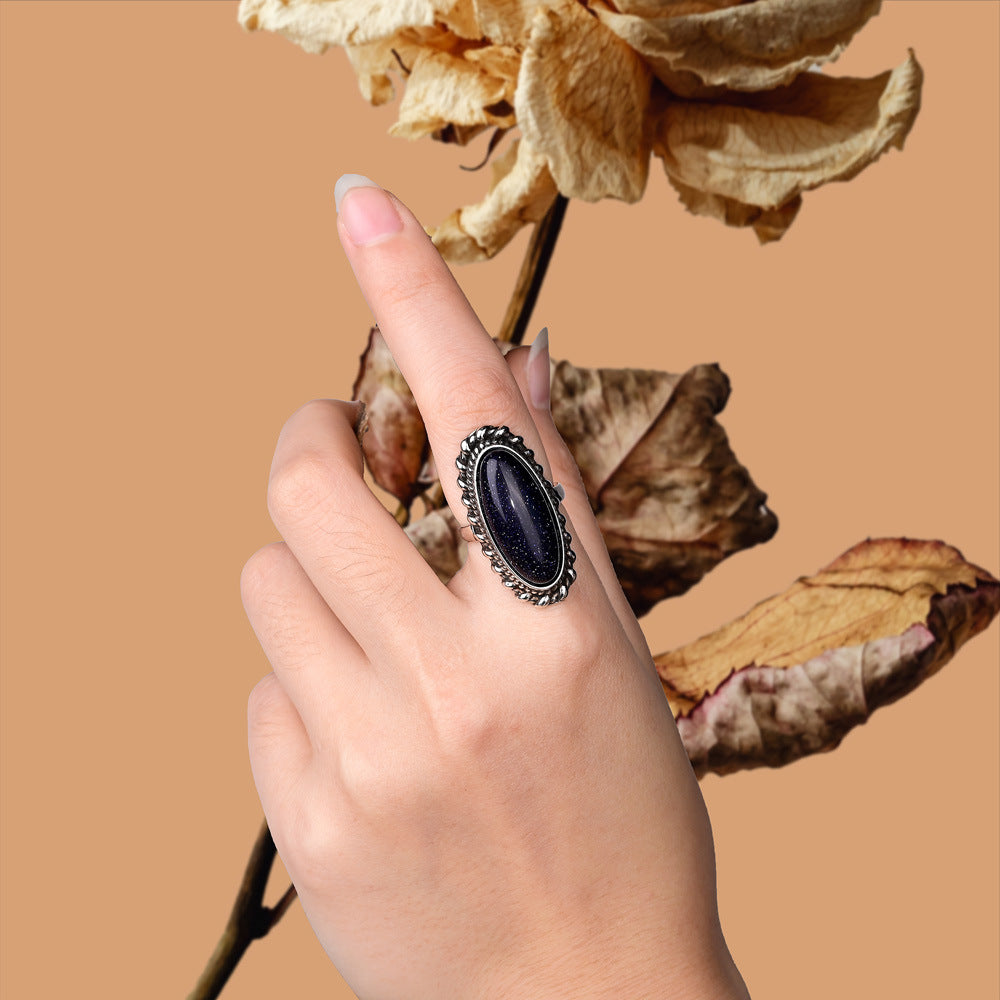 Ring mit Lapislazuli in Olivenform – Bild 3 | LuxeStyle