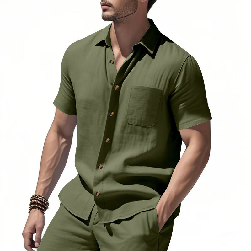 Herren Kurzarmhemd – Einfarbig, Slim Fit