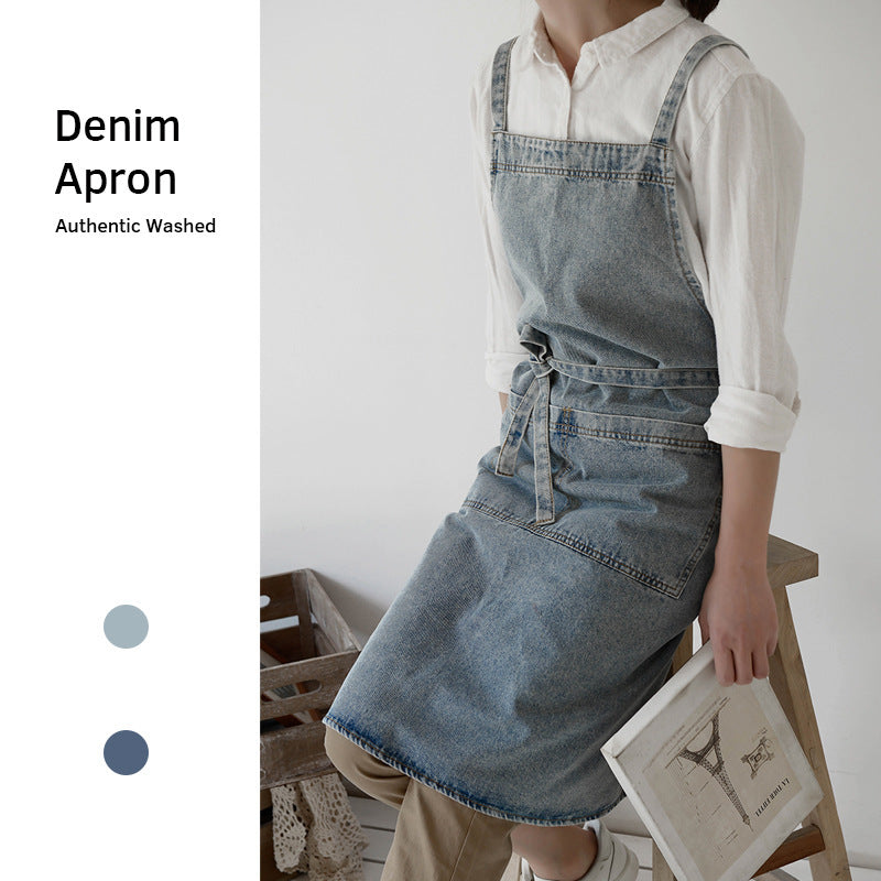 Baumwoll-Schürze aus Denim-Canvas – Bild 8 | LuxeStyle