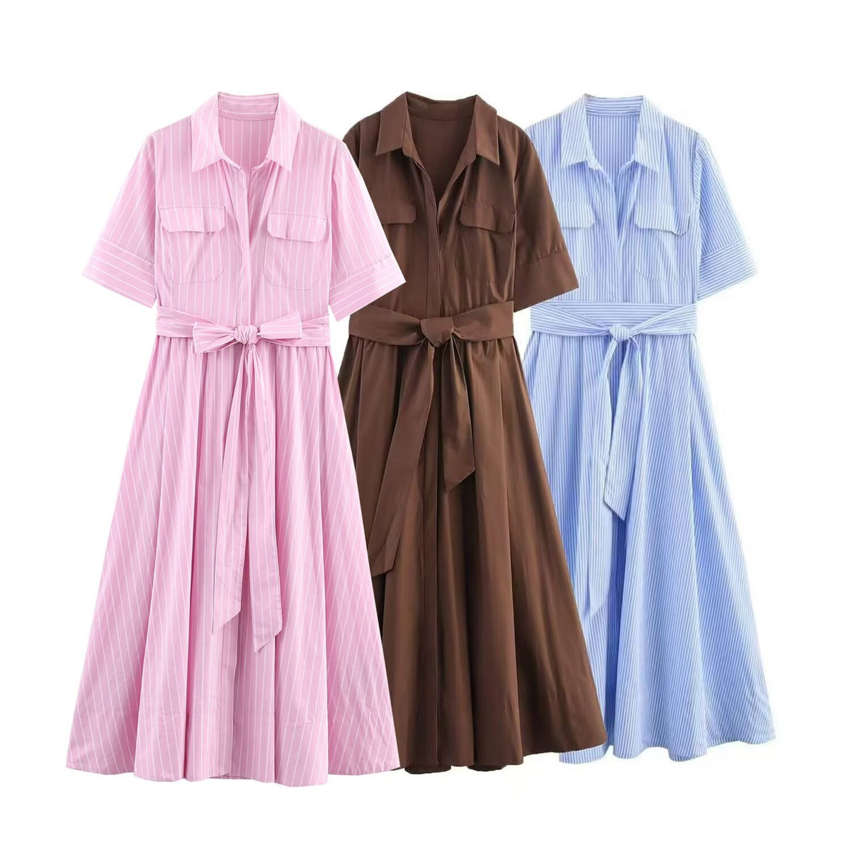 Popeline Hemdblusenkleid mit Gürtel | LuxeStyle