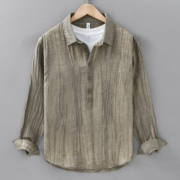 Zerknittertes Pullover Leinenhemd – Bild 8 | LuxeStyle
