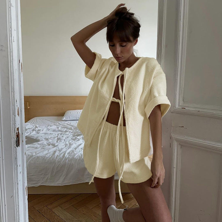Frottee Loungewear Set mit Shorts