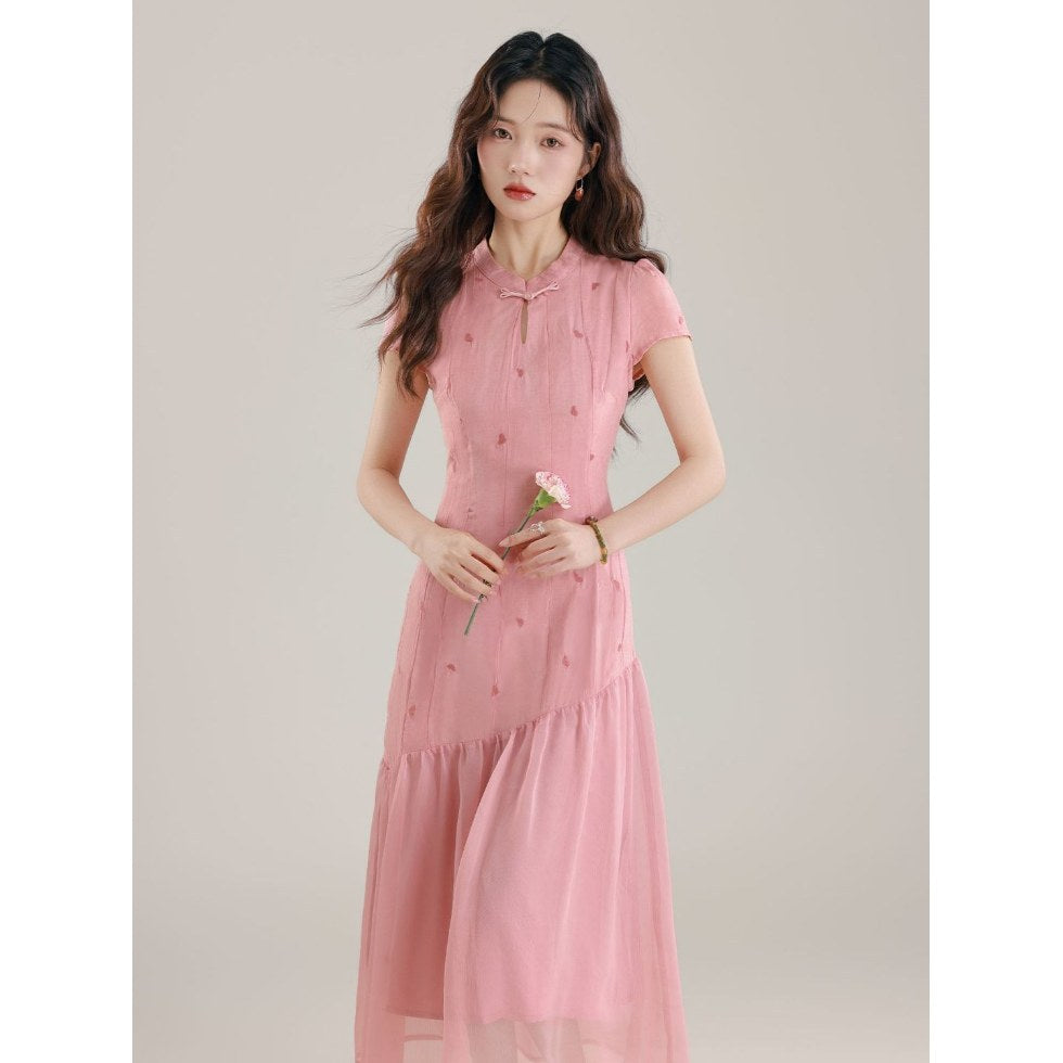 Chinesisches Fake-Zweiteiler Kleid mit Print – Bild 2 | LuxeStyle