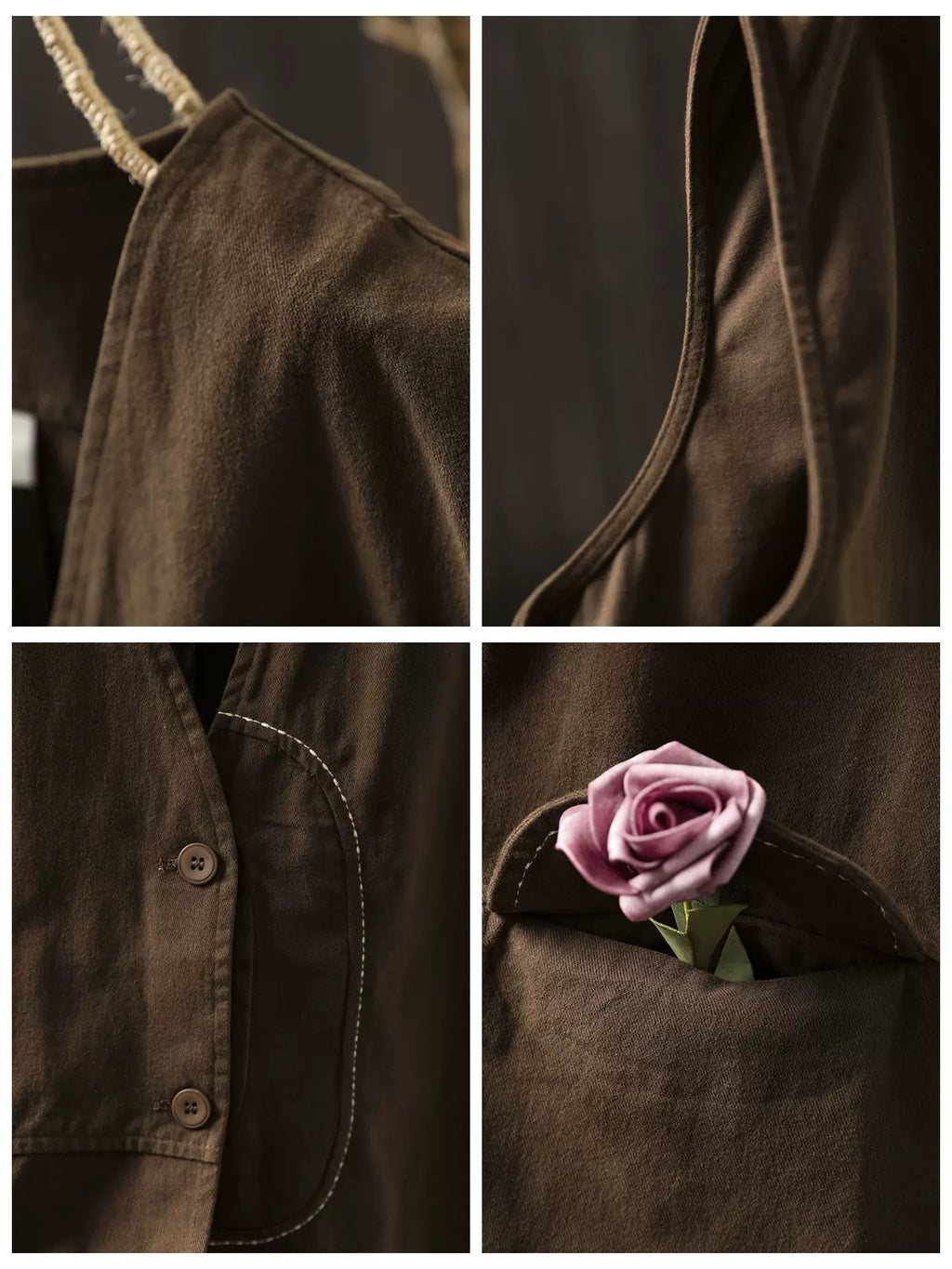 V-Neck Weste aus Baumwoll-Leinen-Mix
