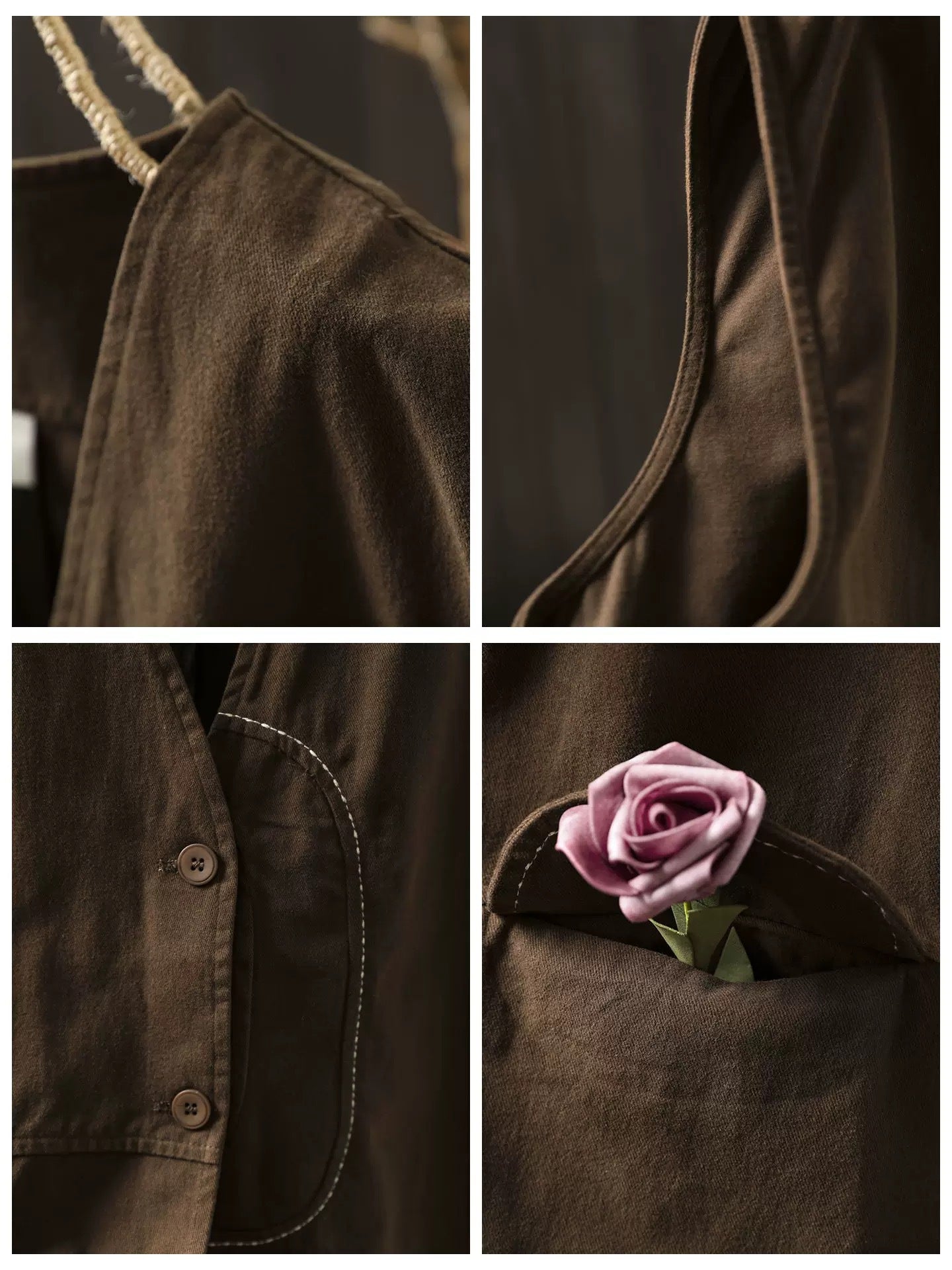 V-Neck Weste aus Baumwoll-Leinen-Mix