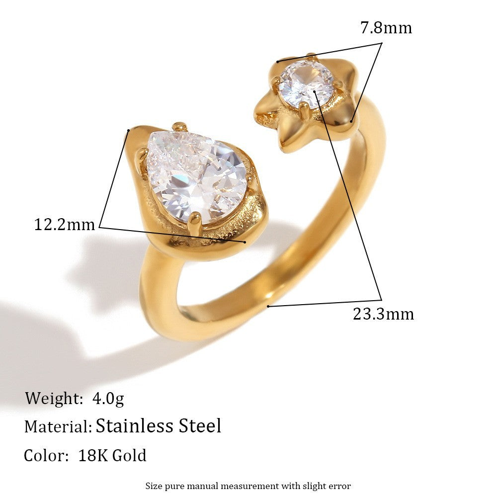 Eleganter Wassertropfen Zirkon Ring für Damen