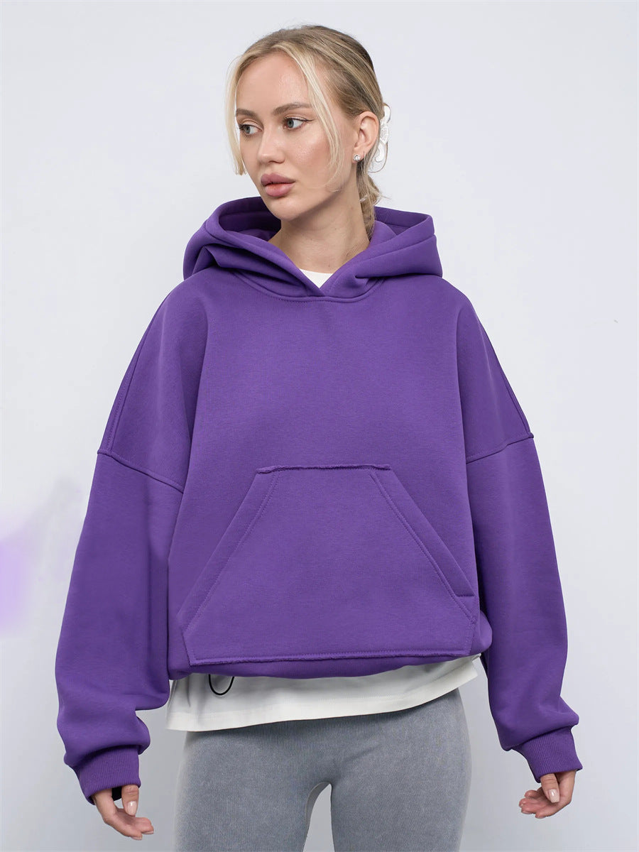Kapuzen-Pullover mit langen Ärmeln & Taschen