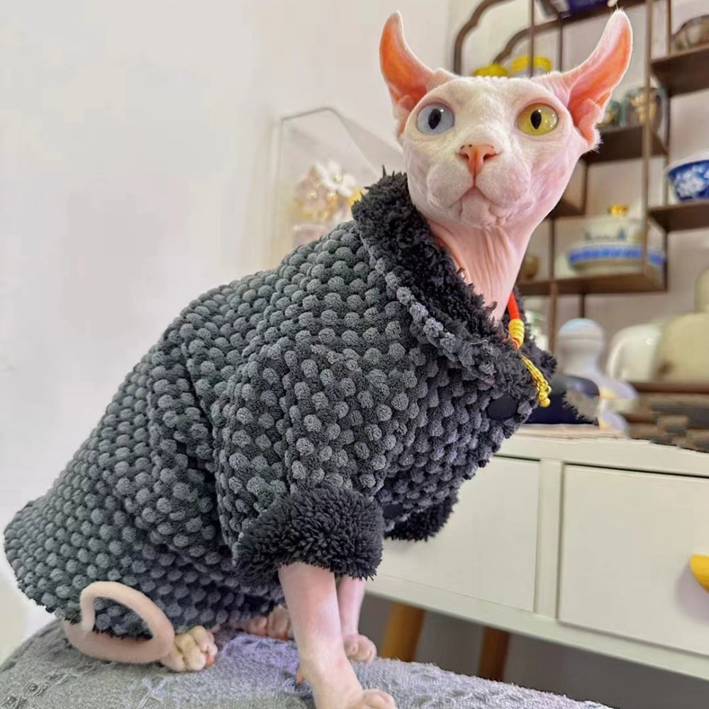 Dünne Fleece Jacke für haarlose Katzen