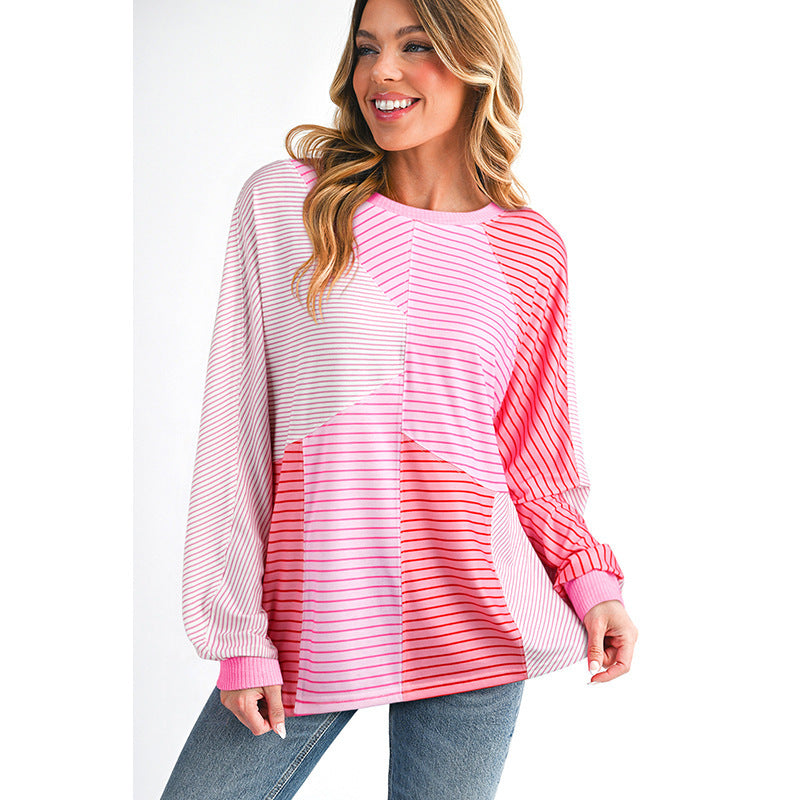 Rosa Pullover mit Streifen