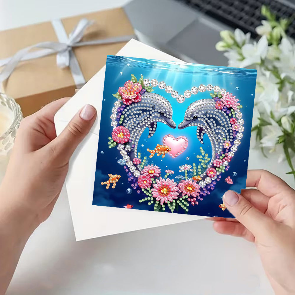 Delfin-Grußkarte DIY-Diamantmalerei