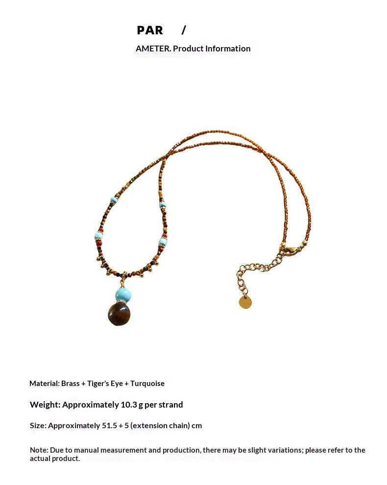 Tigeraugen-Perlenkette mit Turquoise-Anhänger – Bild 5 | LuxeStyle
