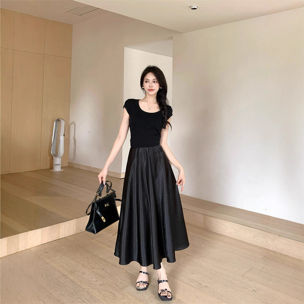 Eleganter Satin-Midi-Rock für Damen