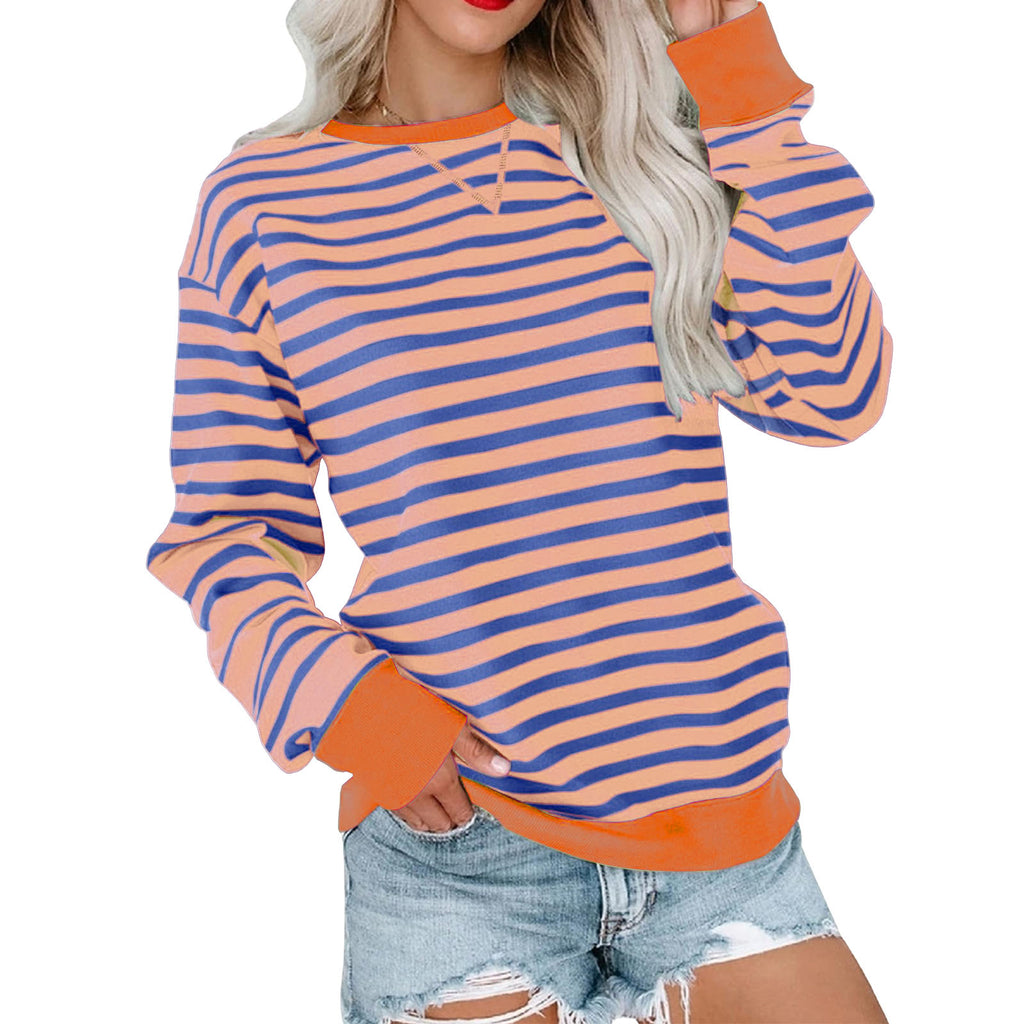 Gestreiftes Color-Blocked Langarm-Sweatshirt