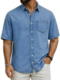 Herren Kurzarm-Casual-Shirt Sommer Sandgewaschen