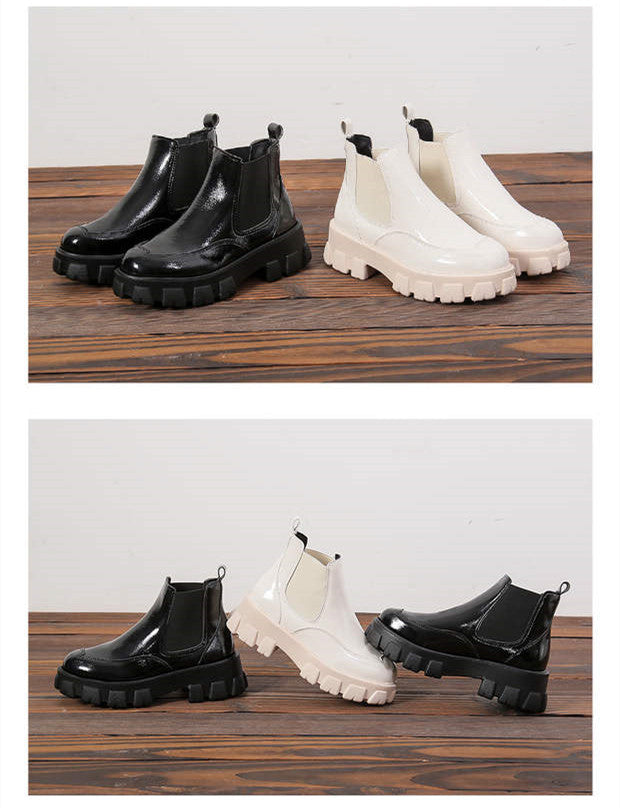 Keile-Stiefeletten aus Lackleder | LuxeStyle