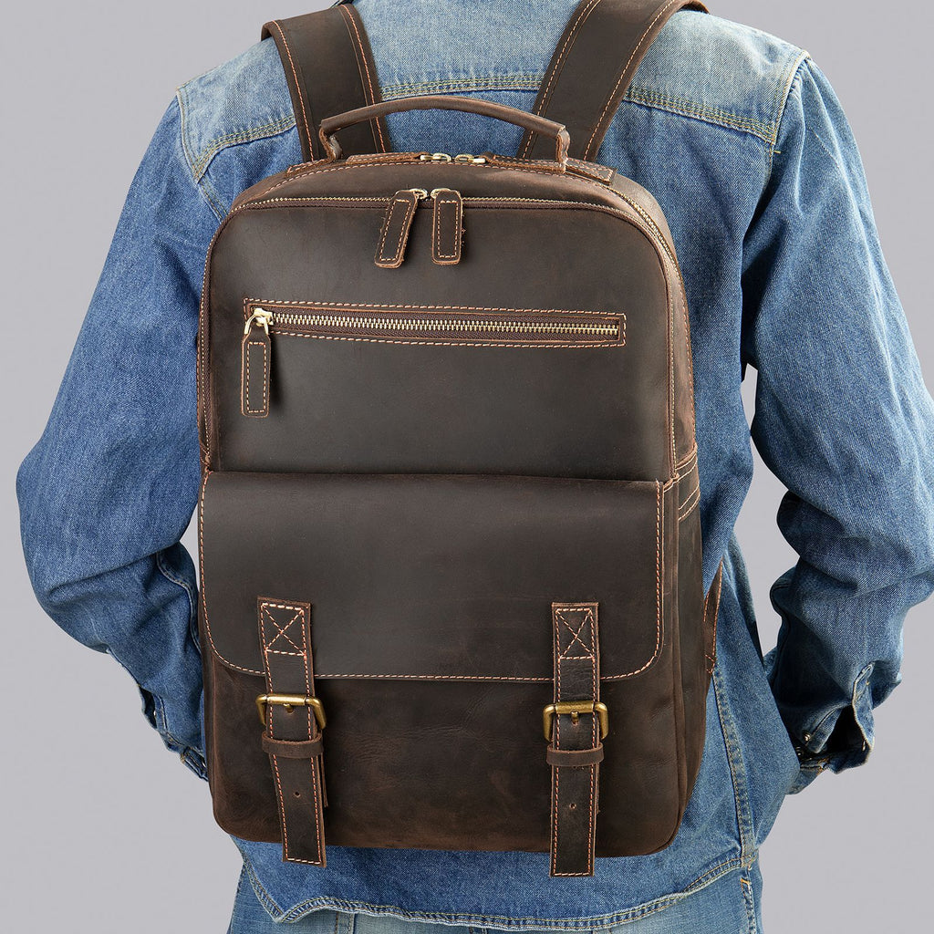 Leder Rucksack Retro – Grosses Hauptfach