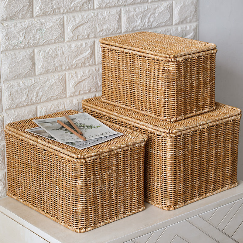 Rattan-Look Aufbewahrungskorb mit Deckel – Bild 8 | LuxeStyle