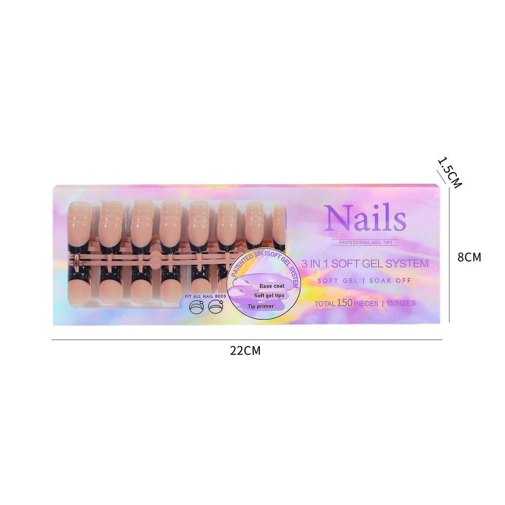 French Black Armour Wearable Nails