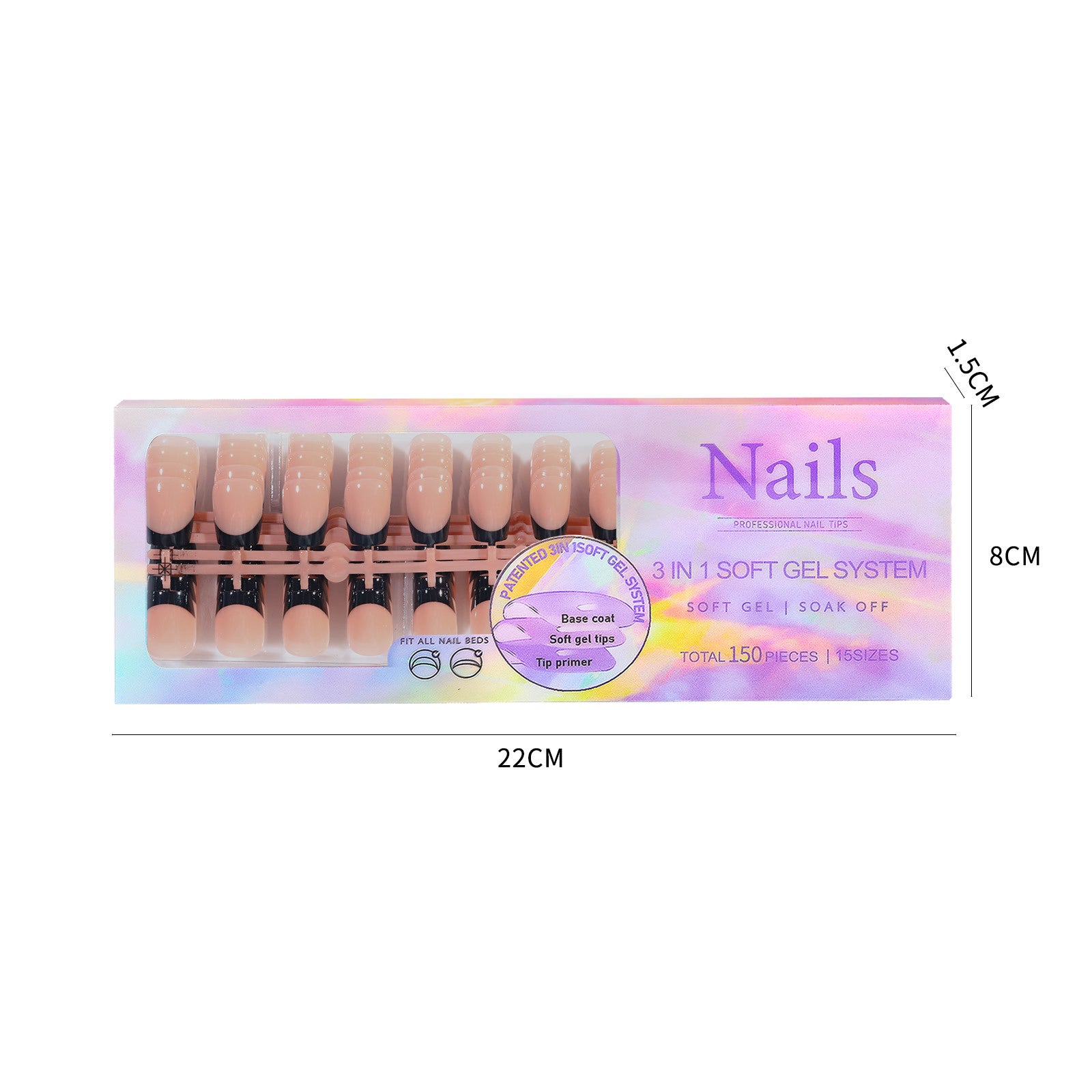 French Black Armour Wearable Nails