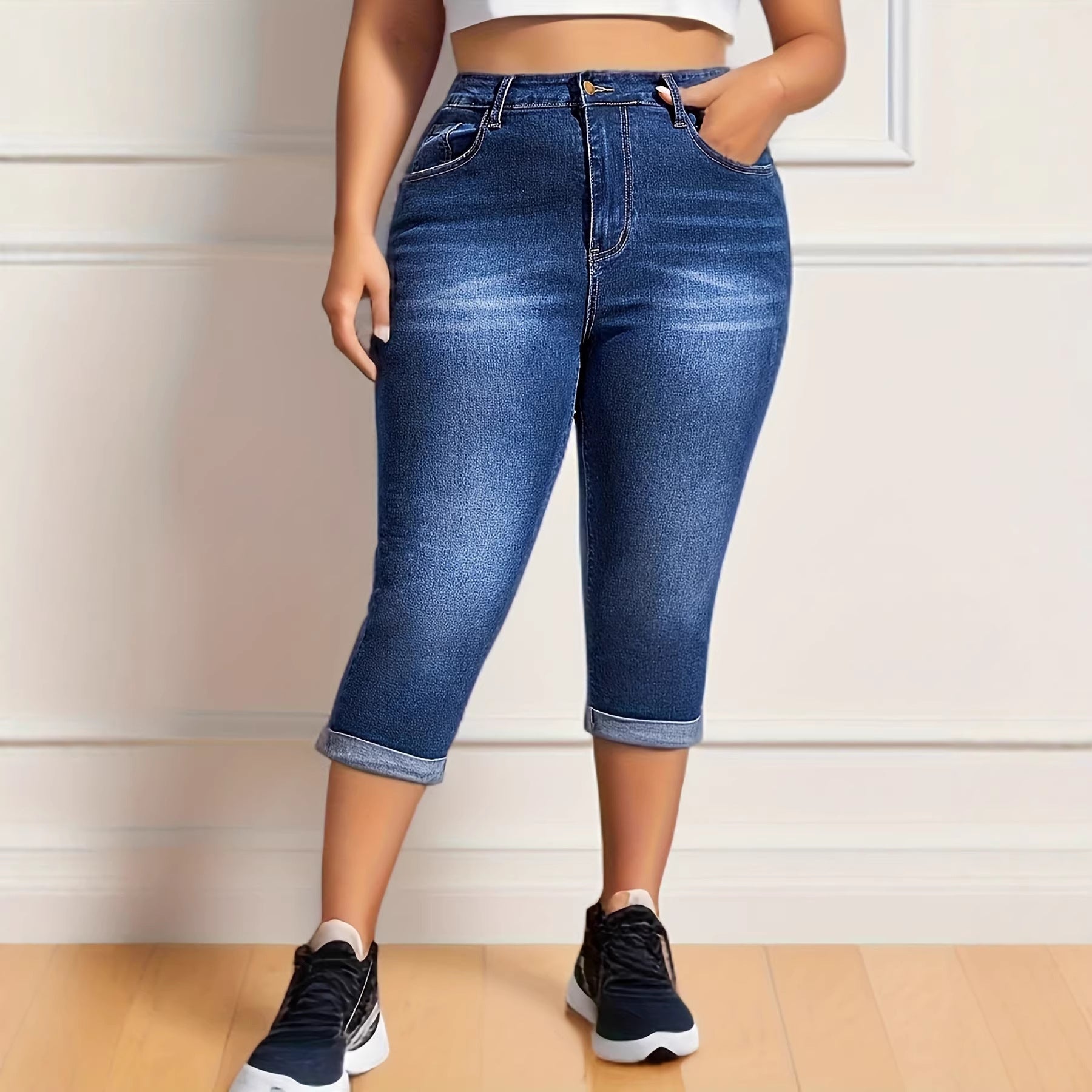 Cropped Jeans mit hoher Dehnbarkeit