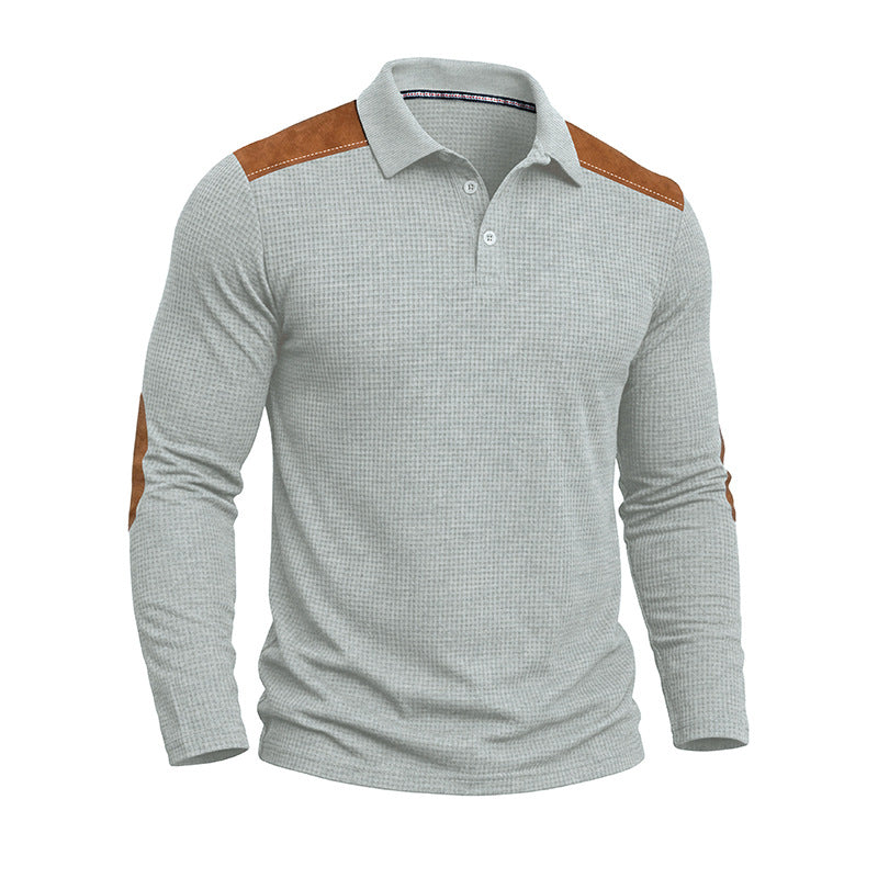 Männliches Langarm-Waffel-Polo-Shirt – Bild 6 | LuxeStyle