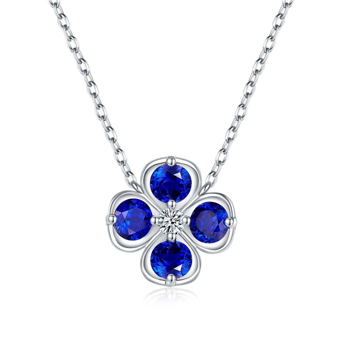 Edelstein-Kleeblatt «Rubin & Saphir» · 925 Silber
