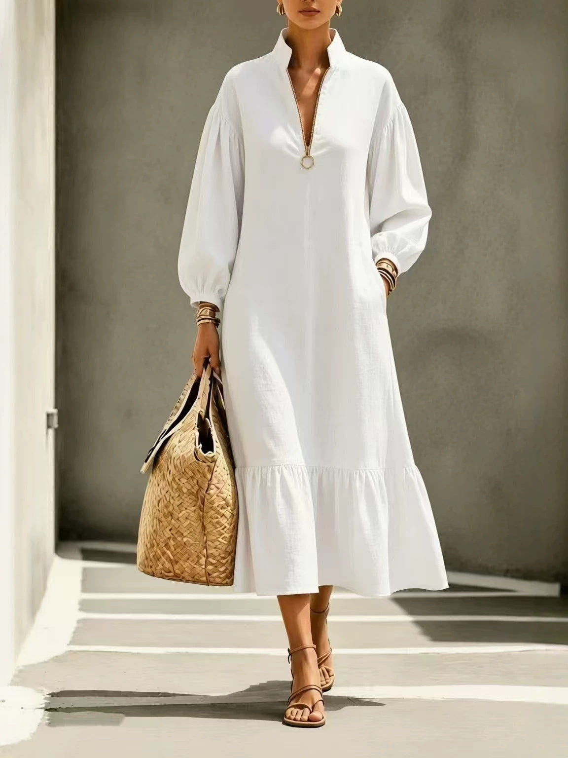 Schlanker Swing-Kleid in Weinrot – Bild 11 | LuxeStyle