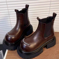 Vintage Platform Chelsea Boots mit Zier-Reissverschluss