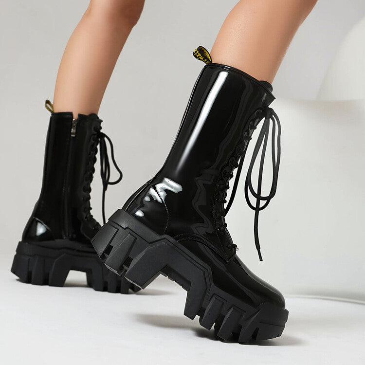 Chunky-Heel Boots mit Seitenreissverschluss