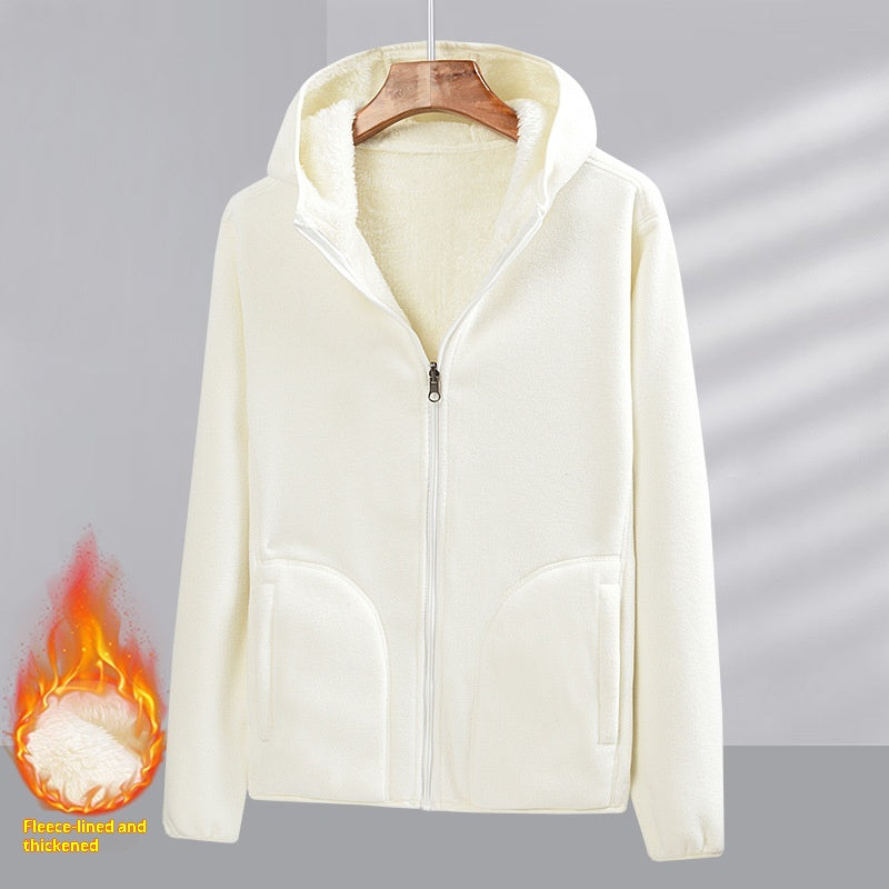 Wende-Fleece-Cardigan mit Kapuze