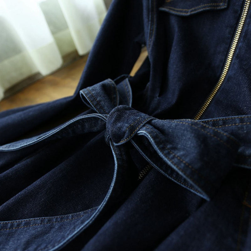 Denimkleid mit Schnürung und hoher Taille – Bild 6 | LuxeStyle