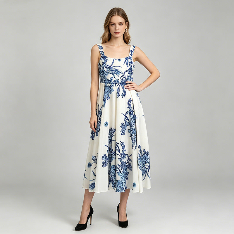 Maxi-Kleid mit Print und hohem Bund