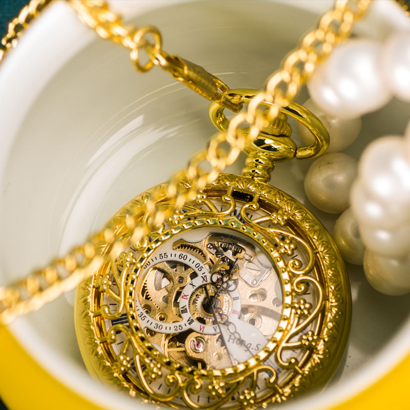 Skelett-Taschenuhr mit Mechanik – Ansicht 4