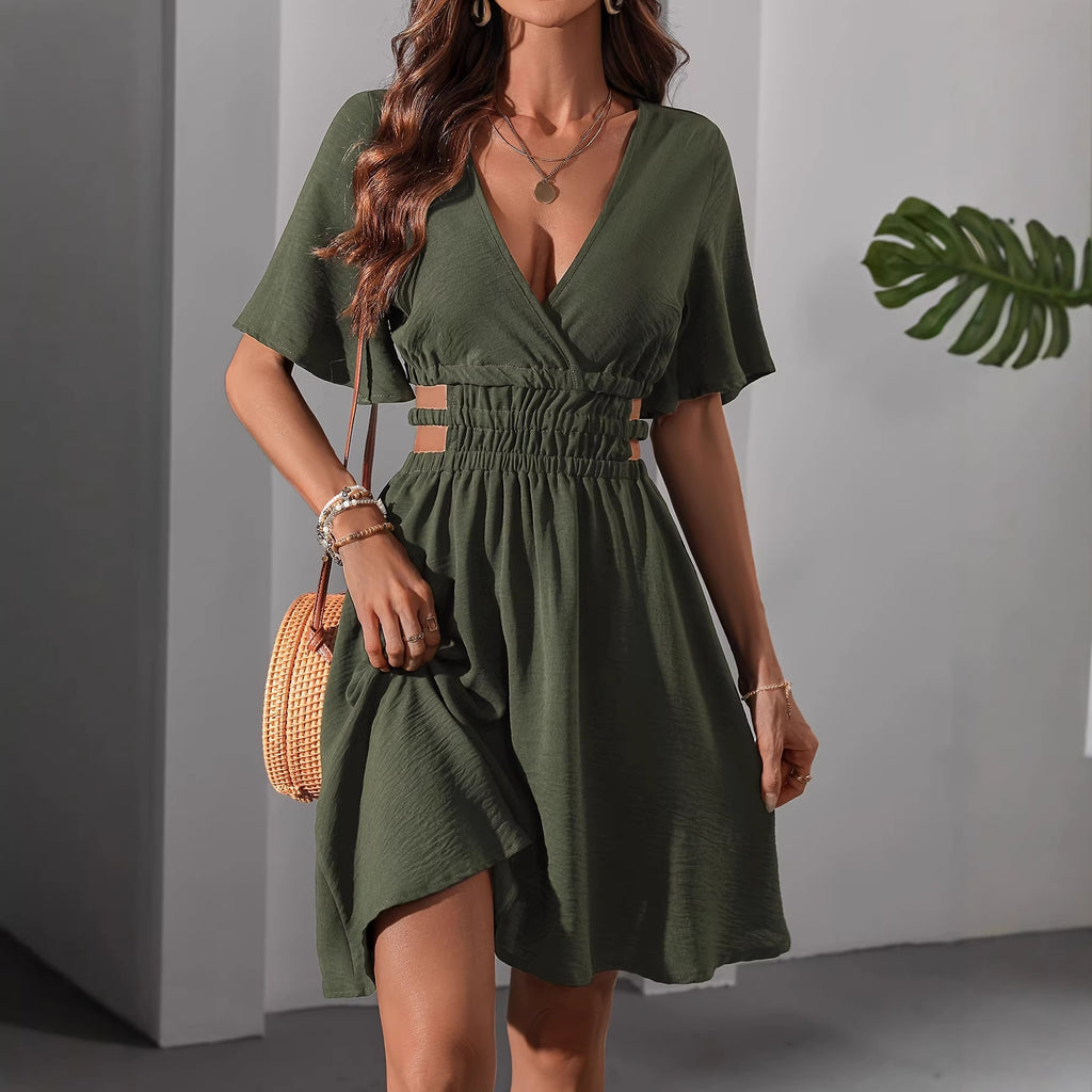 Elegantes A-Linien Plisseekleid mit hoher Taille