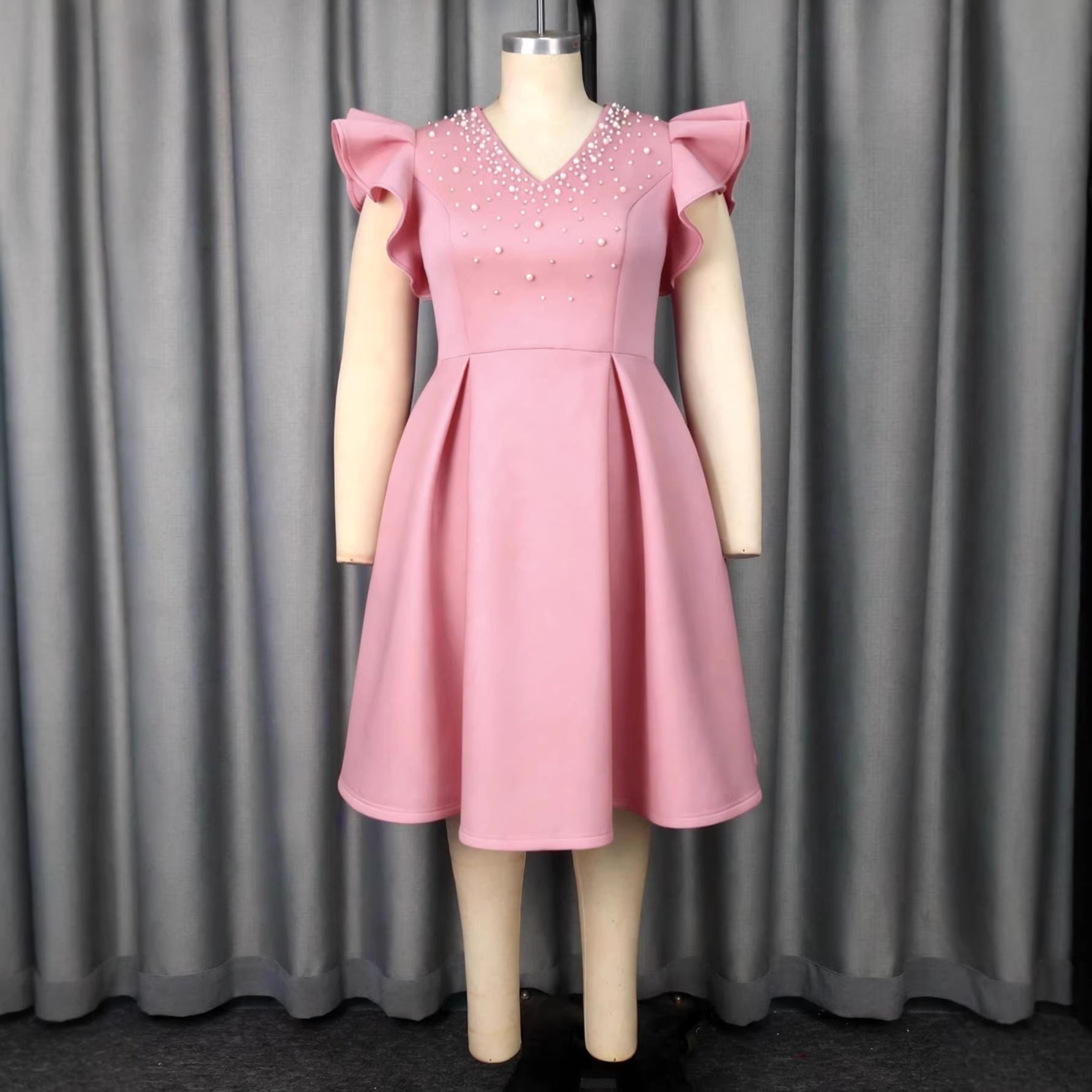Elegantes A-Linien Midikleid mit V-Ausschnitt