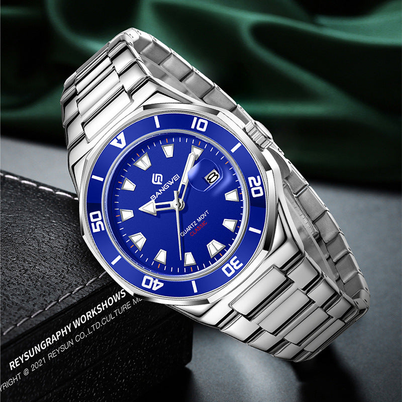 Herren-Quartz-Armbanduhr mit grossem Zifferblatt