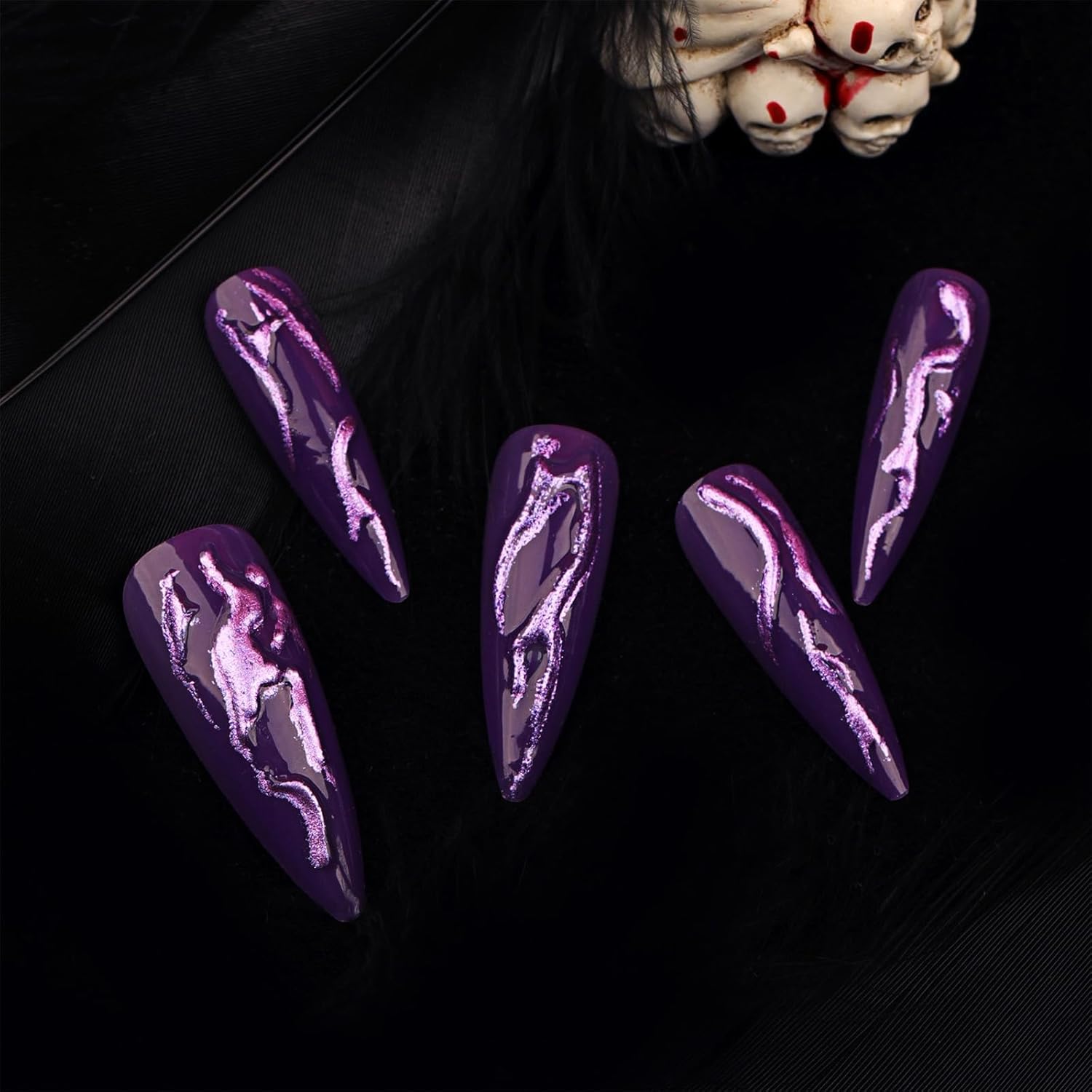 Devil's Claws Press On Nails, Violett Glitzer – Ansicht 5