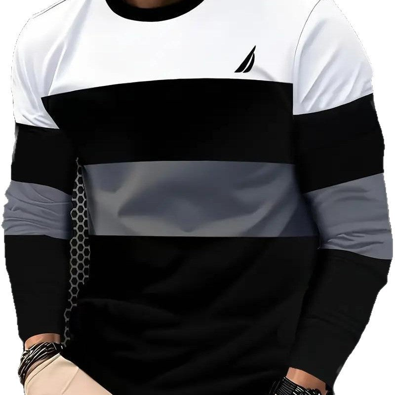 Herren Langarmshirt mit Rundhals und Plaid-Muster