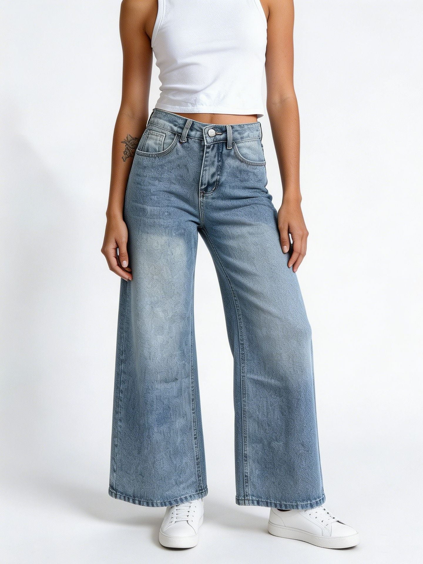 High-Waist Wide-Leg Jeans für Damen