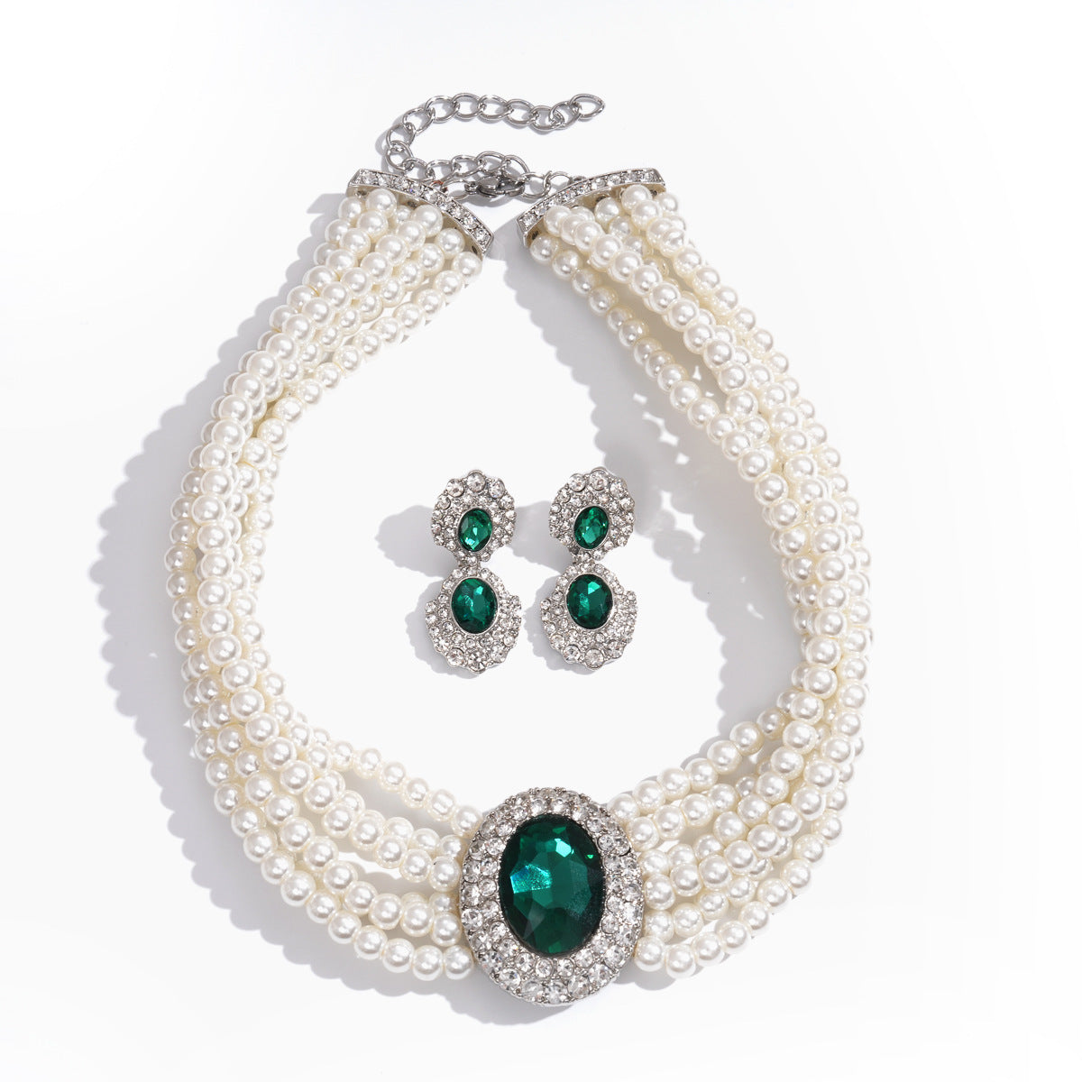 Halskette und Ohrringe mit Perlen und Strass – Bild 2 | LuxeStyle