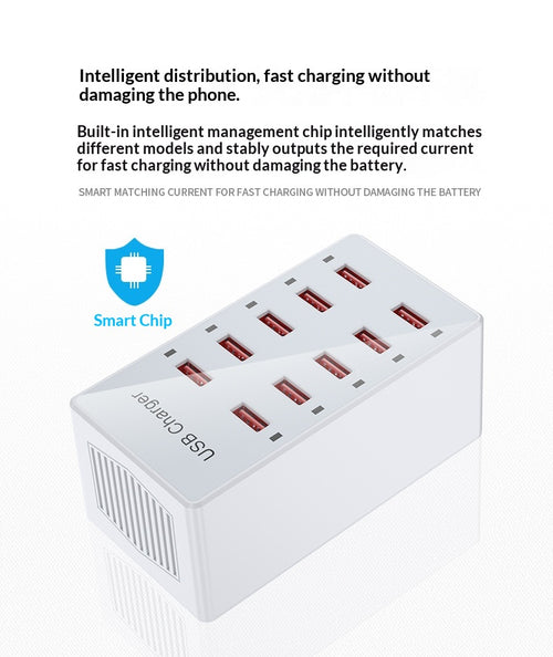 10-Port Multi-USB Ladegerät, 60W